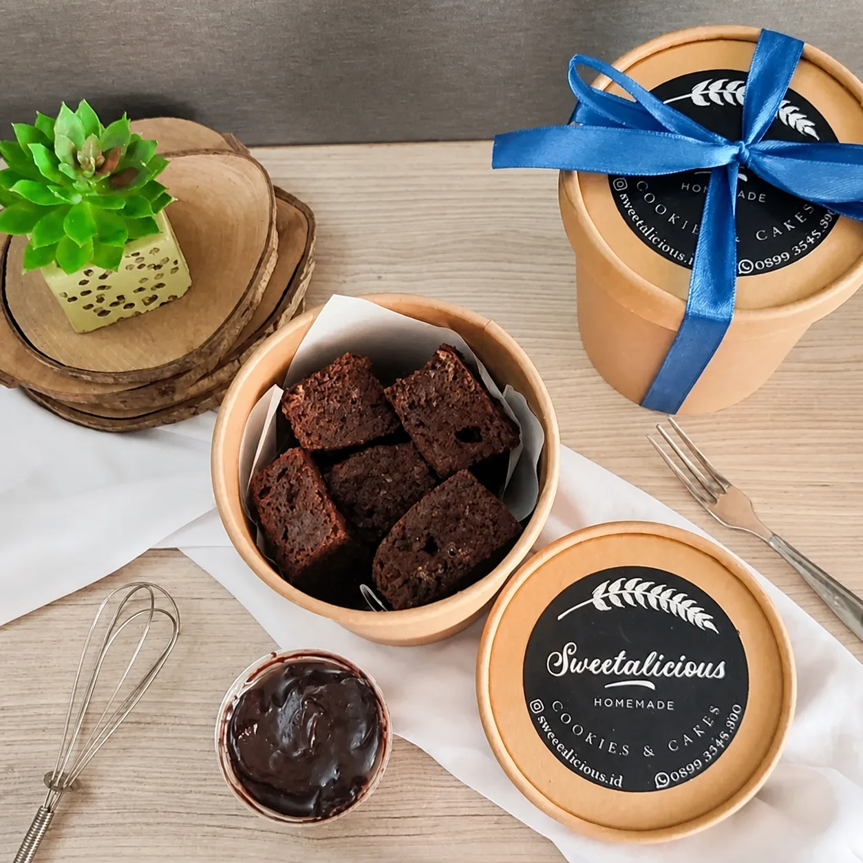 SWEETALICIOUS Brownies Dark Chocolate Fudgy – Chewy, Melting, Fresh Baked Homemade, tampilan 2